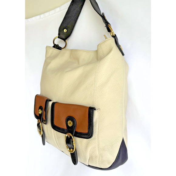Emma Fox Beige Handbag Two Outside Pockets - Picture 2 of 12